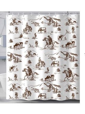 NWT  Western Cowboy Shower Curtain w/Hooks